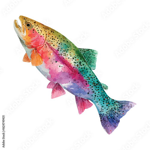 Rainbow trout watercolor illustration isolated