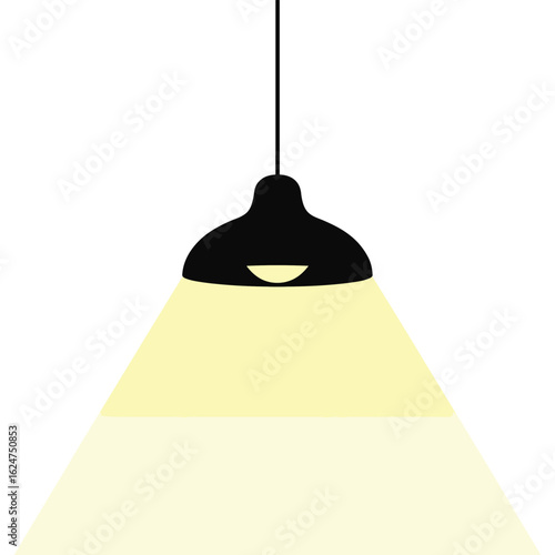 Modern black pendant light casting a warm yellow glow