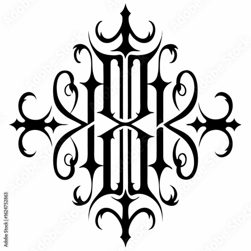 Ornate gothic vector design element scrollwork flourish pattern decorative vintage illustration symmetrical art vector illustration