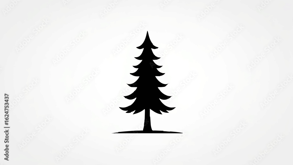 Fototapeta premium Simple Evergreen Tree Silhouette Illustration