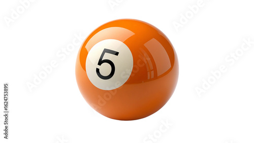 pool ball number five on transparent background 