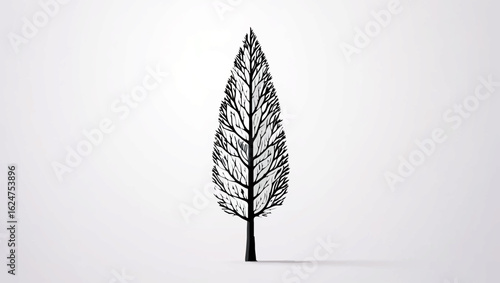 Cypress Tree Silhouette in Black and White

