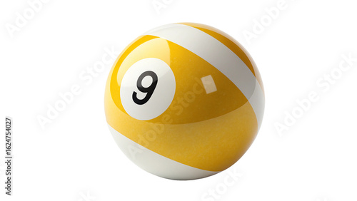 pool ball number nine on transparent background 