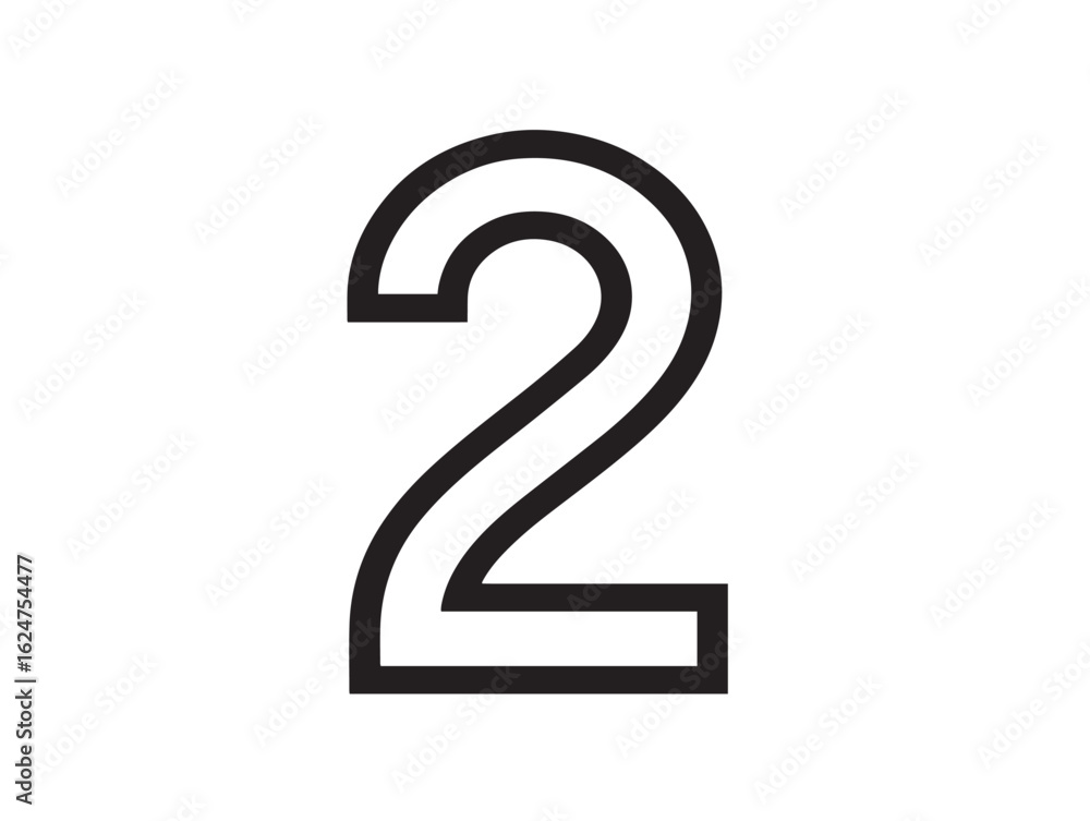 Naklejka premium Bold Number Illustration in Minimal Line Art