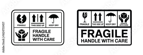 Fragile Handle With Care Shipping Stickers - Vector Labels