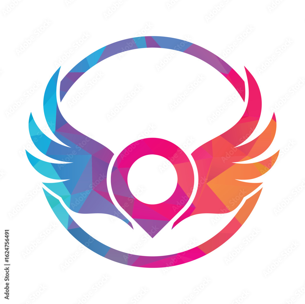 Obraz premium Wing map pin vector logo design.