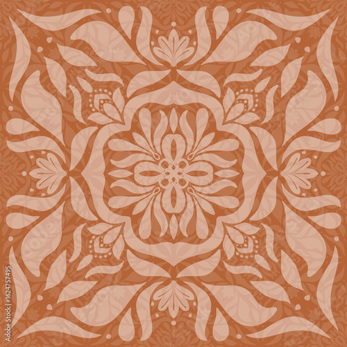 Cream-colored flowers on a light brown background, seamless