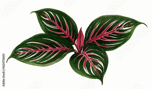Pigment & Petiole Prayer Plant Beautiful leafy tree isolated watercolor vector illustration svg