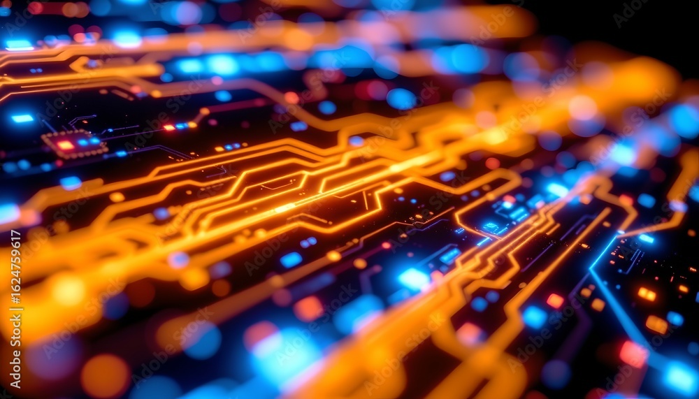 Vibrant Digital Circuitry with Depth and Movement Vibrant Digital Circuitry with Depth and Movement