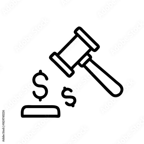 Auction gavel and dollar signs vector illustration for business finance and legal services design 100