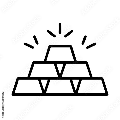 Gold bars stack vector icon illustration of wealth investment finance treasure bullion and banking concept
