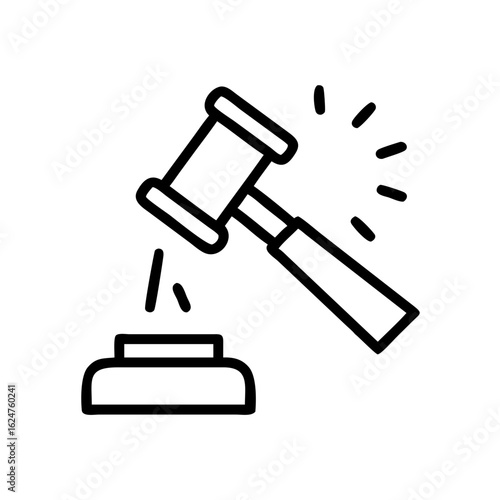 Gavel law legal court justice auction judge hammer symbol icon vector illustration graphic design asset