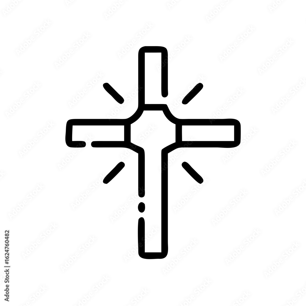 Obraz premium Christian cross icon vector illustration symbol of faith religion jesus christ church crucifixion easter line art