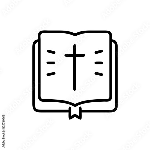Bible study open book with cross christianity religion faith scripture holy spiritual religious icon vector 100