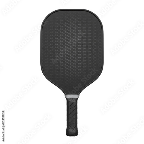 Fotografija Black honeycomb textured pickleball paddle with grip handle