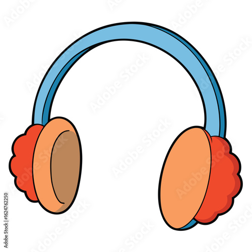 Blue and orange earmuffs with fluffy trim winter accessory cold weather