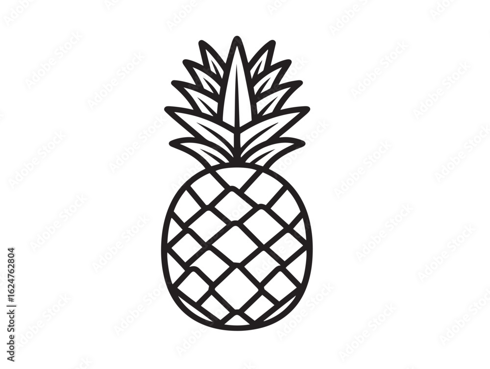 Obraz premium Fresh pineapple fruit icon in clean flat vector