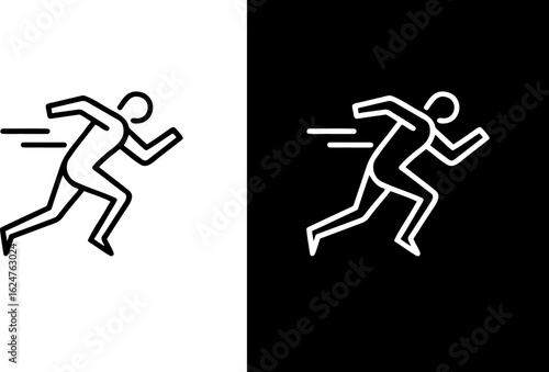 Running man silhouette icon for speed race competition or marathon athlete