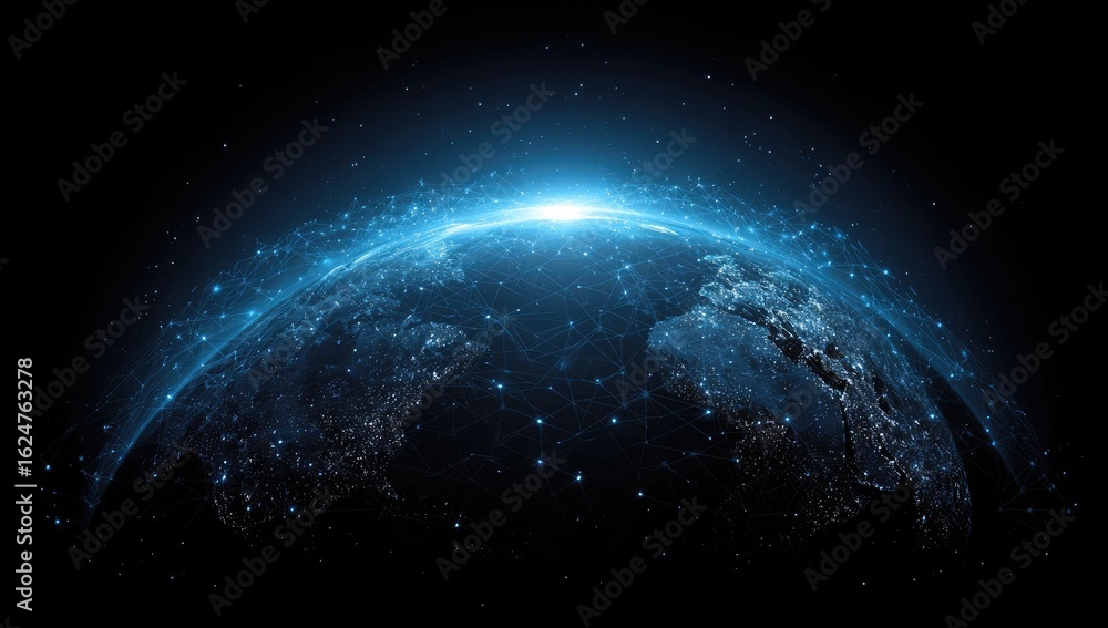 Fototapeta premium Global network of interconnected continents