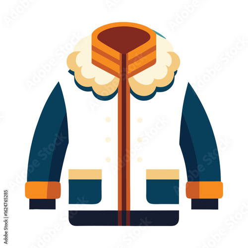Warm winter coat with fur collar and pockets outerwear clothing