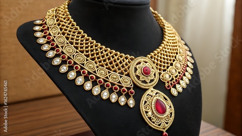 Pure 24 carat gold jewellery necklace, generative.ai
