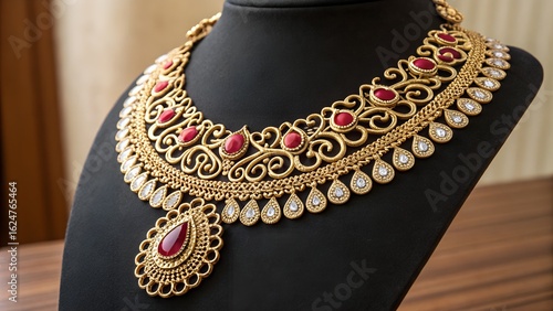 Pure 24 carat gold jewellery necklace, generative.ai
