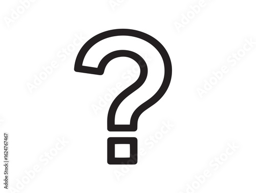 Question mark symbol in minimal outlined vector art