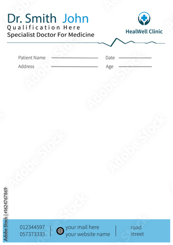 Modern Doctor Letterhead Template - Editable Vector Design