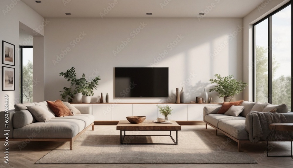 Fototapeta premium Minimalist Modern Living Room