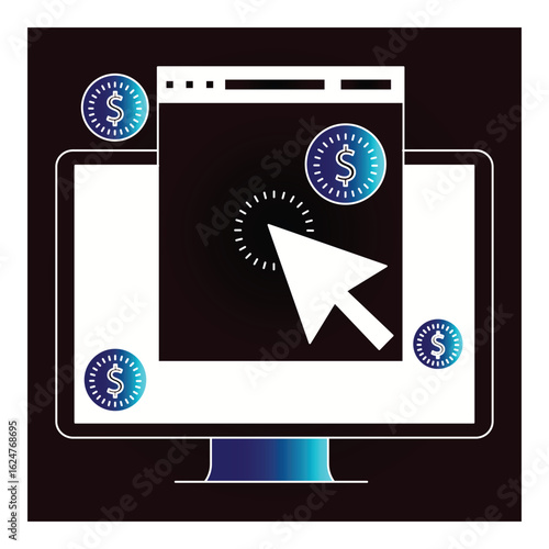 Online PPC Advertising Payment Click Vector Icon