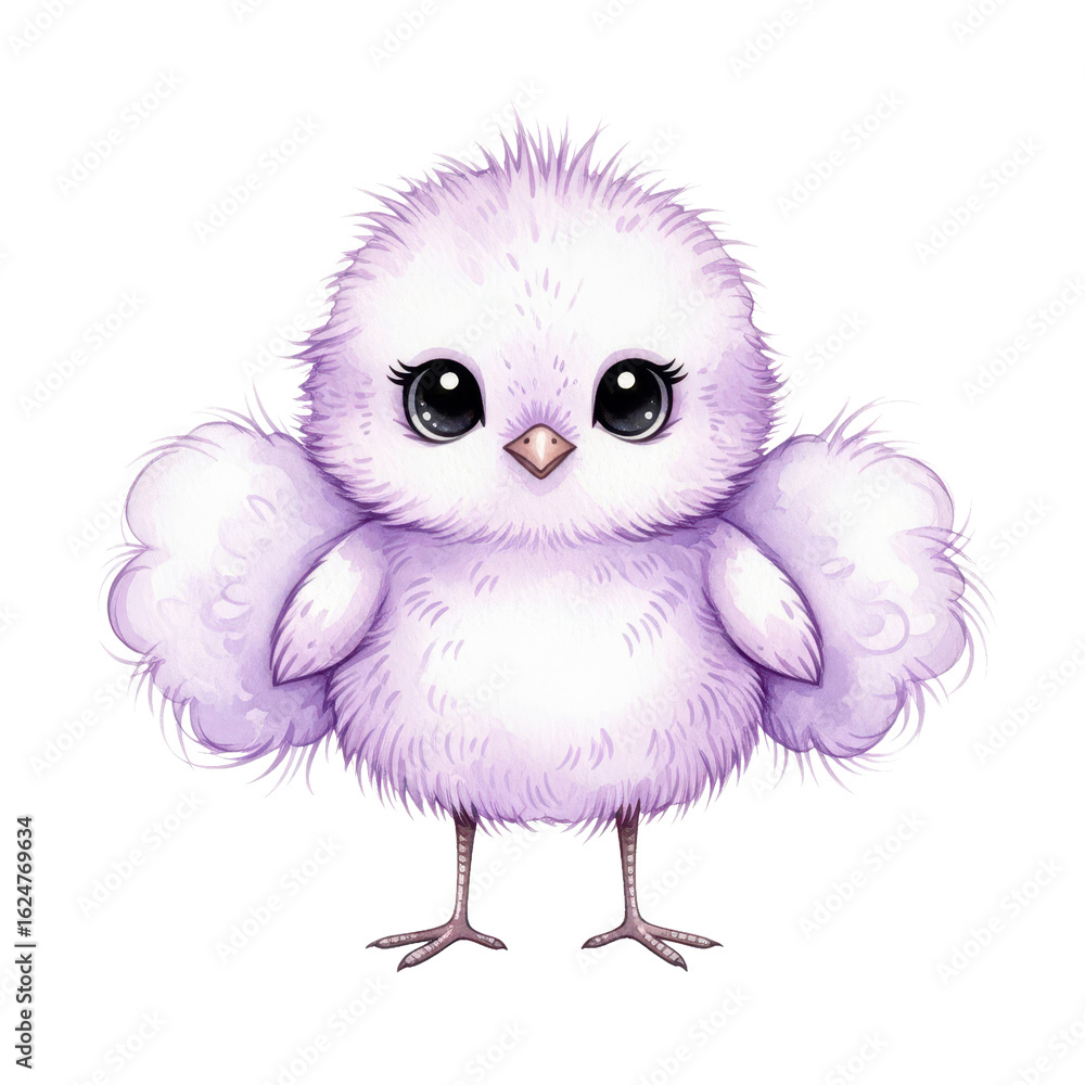 Adorable fluffy purple chick with big eyes radiates cuteness and springtime joy for any project Adorable fluffy purple chick with big eyes radiates cuteness and springtime joy for any project
