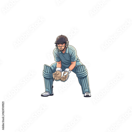A cricket wicketkeeper icon logo flat vector design