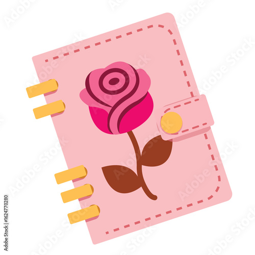 pink glamorous notebook planner for girl isolate on white background