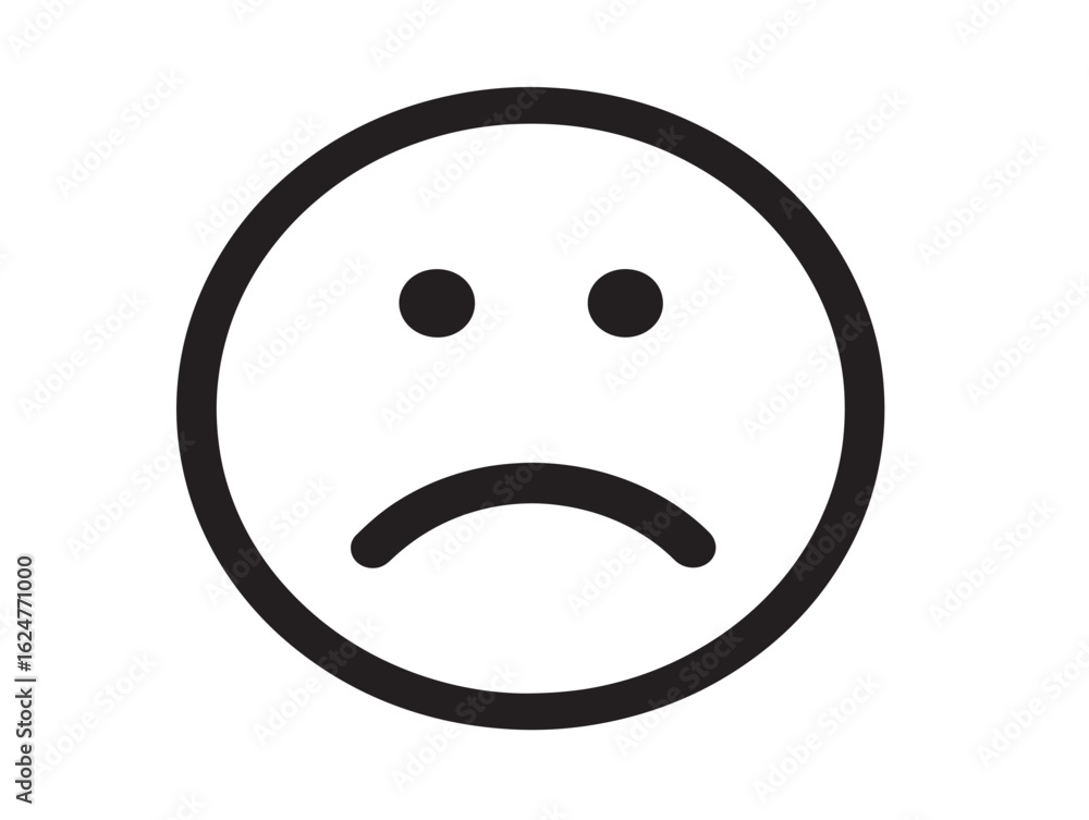Fototapeta premium Flat depressed face symbol in clean 2D vector