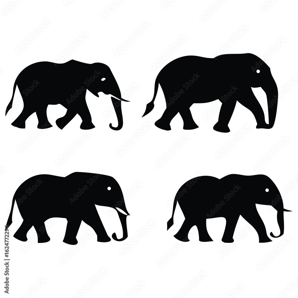 Fototapeta premium Black elephant silhouettes