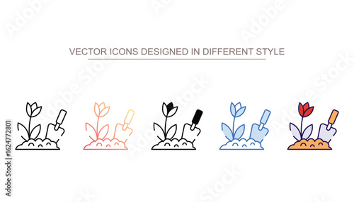 Gardening icon design with white background stock illustration