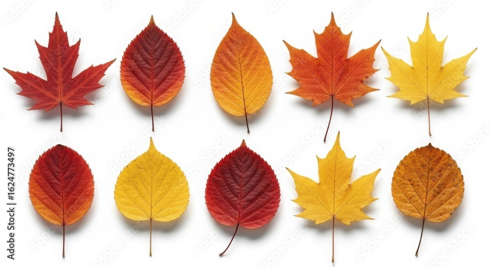 Obraz premium Autumn Leaves Collection Red Yellow Orange