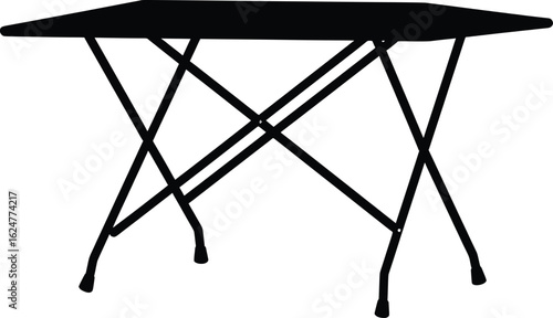 Camping Tools Vector, Collapsible Table, Outdoor Setup