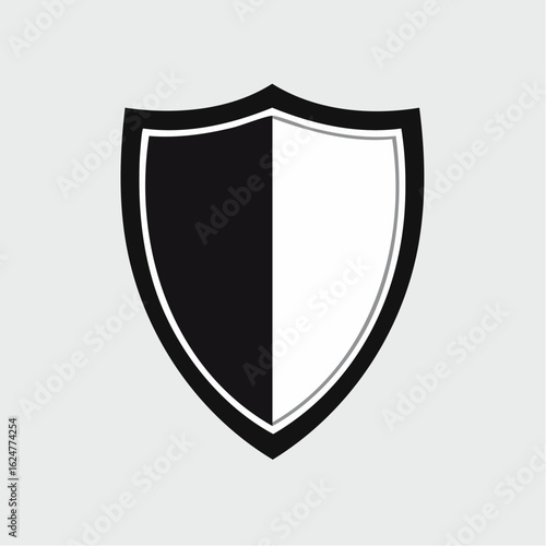 Free Download Minimalist black and white shield icon with vertical division for modern graphic design
 - GFXLoad