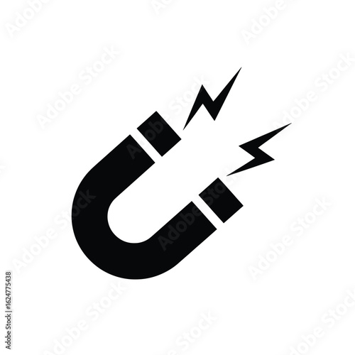 Vector illustration of a horseshoe magnet with magnetic field lines representing attraction and power for science and physics concepts