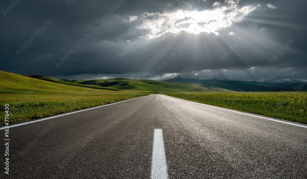 Fototapeta premium Open road under a stormy sky