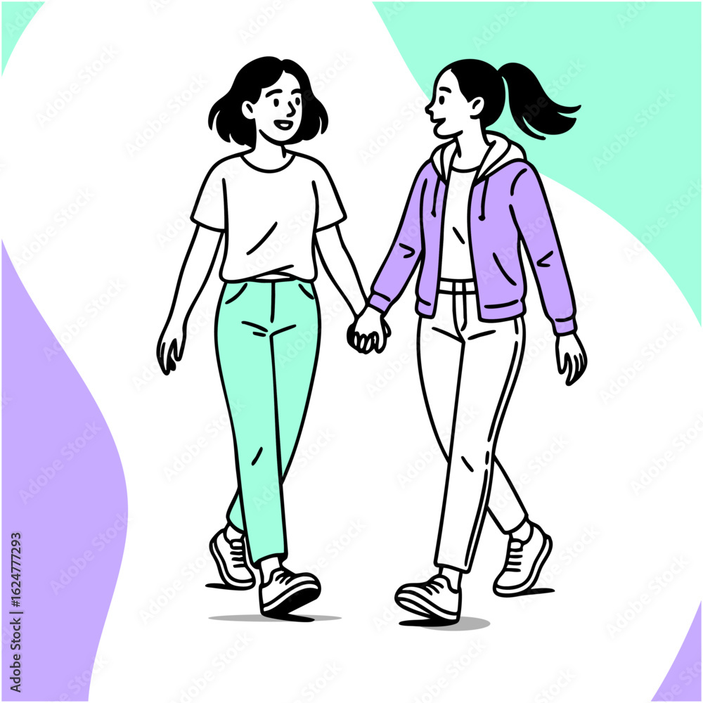 Minimalist vector illustration of a gay couple in soft pastel colors. Full body, clean design. Symbolizes love, unity, tenderness, and LGBTQ+ pride with a calm and modern aesthetic.
Minimalist vector illustration of a gay couple in soft pastel colors. Full body, clean design. Symbolizes love, unity, tenderness, and LGBTQ+ pride with a calm and modern aesthetic.