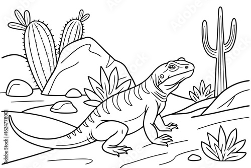 coloring page line art the chuckwalla black vector