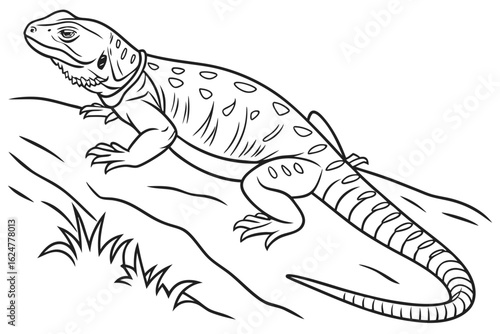 coloring page line art the chuckwalla black vector
