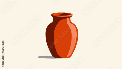 Earthenware Vase Illustration on White

