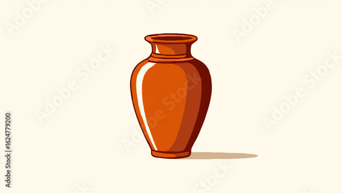 Earthenware Vase Illustration on White

