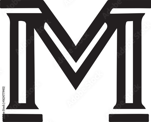 Elegant capital letter m monogram logo design isolated on white background