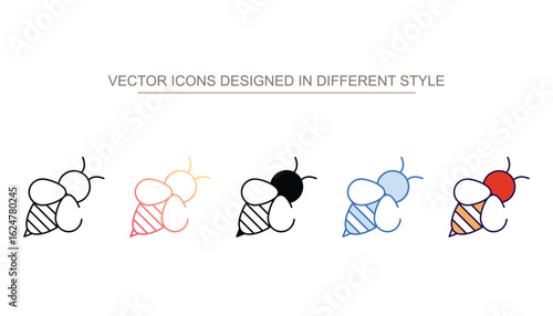Bee icon design with white background stock illustration