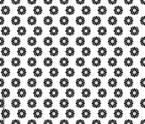 Seamless Pattern with Black and White Geometric Floral Design for Panjabi