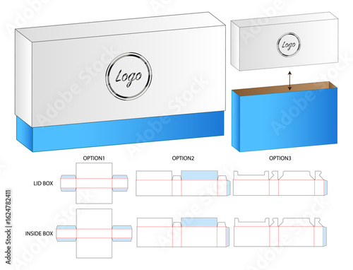 Packaging Box Template with Logo, Die-Cut dieline Layout